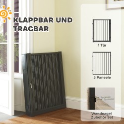 Koiraportti ja pentuaitaus 6 paneelia teräs sisä- ja ulkokäyttöön musta