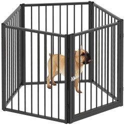 Koiran aitaus sisäkäyttöön, 5 teräspaneelia, taittuva koira-aitaus, musta