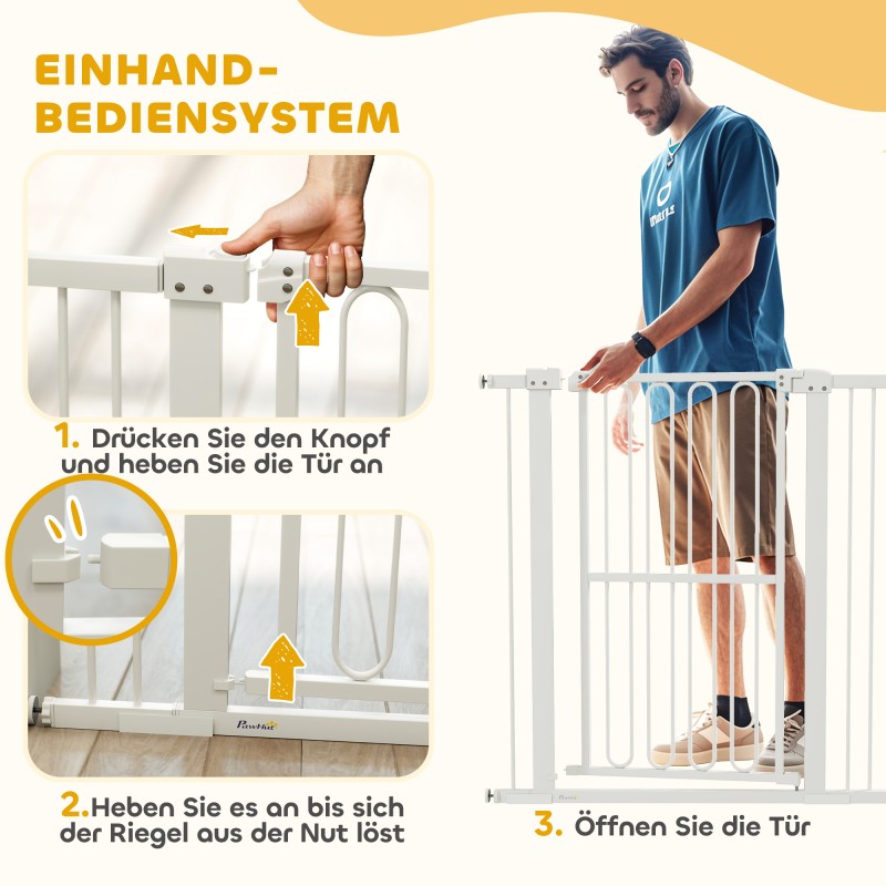 Koiraportti ilman porausta teräs, säädettävä 76–104 x 94 cm, valkoinen