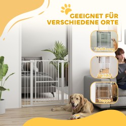 Koiraportti ilman porausta teräs, säädettävä 76–104 x 94 cm, valkoinen