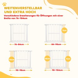 Koiraportti sisäkäyttöön 76–104 x 76 cm, teräs ja muovi, valkoinen