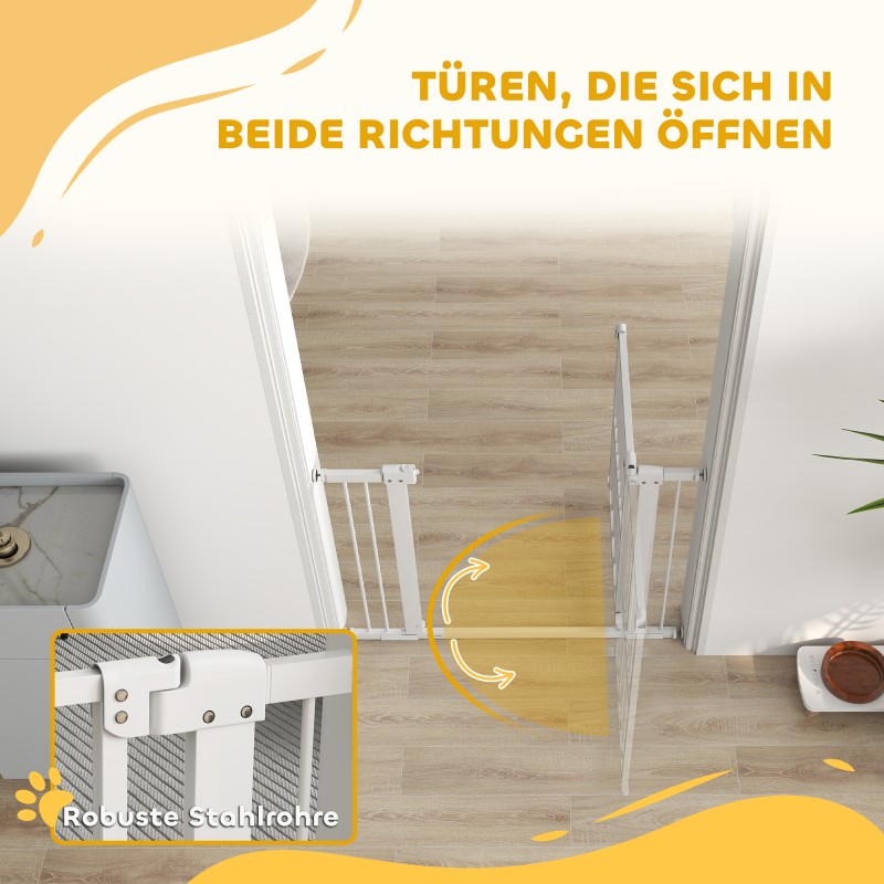 Koiraportti sisäkäyttöön 76–104 x 76 cm, teräs ja muovi, valkoinen