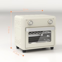 Kiertoilmauuni 10 L 1000 W grillaukseen, leivontaan ja frittaukseen, ajastin, konepesun kestävät osat, cremevalkoinen