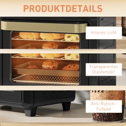 Kiertoilmaminiuuni ja airfryer, 10 l, 1000 W, ajastin ja sisävalo, musta