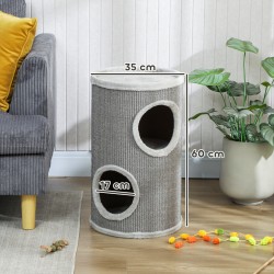 Kissan raapimistorni 2 kerrosta sisalilla Ø35x60 cm 1–2 kissalle vaaleanharmaa