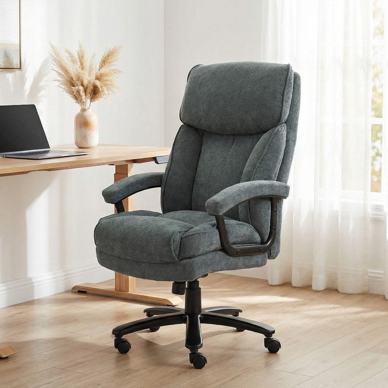 Toimistotuoli korkea selkänoja 200 kg kantavuus paksu pehmuste harmaa