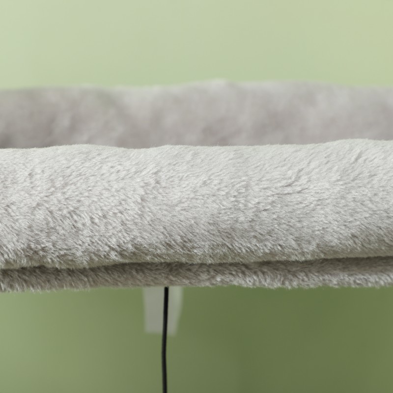 Kissan kiipeily- ja raapimispuu, sisal-tolpat, hoitoharja, 132 cm, vaaleanharmaa-kermanvalkoinen