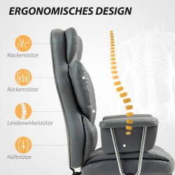 Ergonominen toimistotuoli jalkatuella, kallistettava selkänoja, mikrokuitu, tummanharmaa