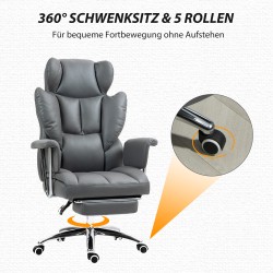 Ergonominen toimistotuoli jalkatuella, kallistettava selkänoja, mikrokuitu, tummanharmaa