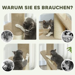 Kissan raapimispuu sisalilla ja leikkipallolla, 84 cm, vaaleanruskea/kermanvalkoinen