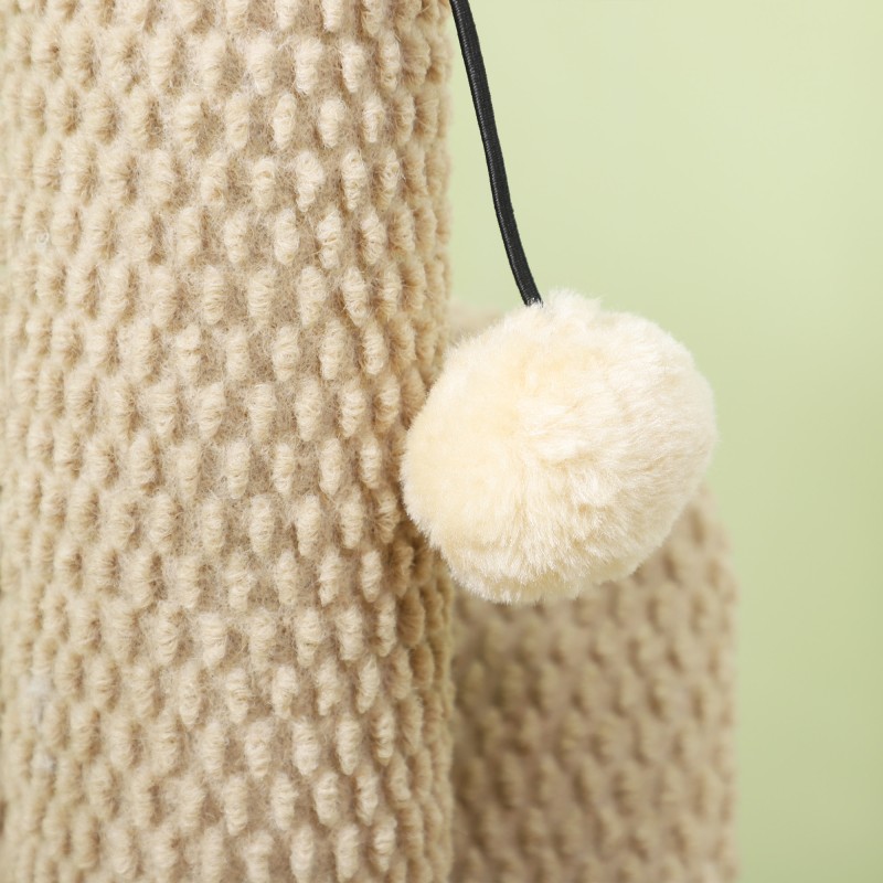 Kissan raapimispuu sisalilla ja nystyräpinnalla, leikkipallo, 54 cm, vaaleanruskea-kermanvaalea