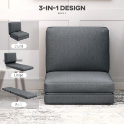 Taitettava lattianojaistuoli ja patjasohva, samettipäällinen, 75 x 268 cm, tummanharmaa