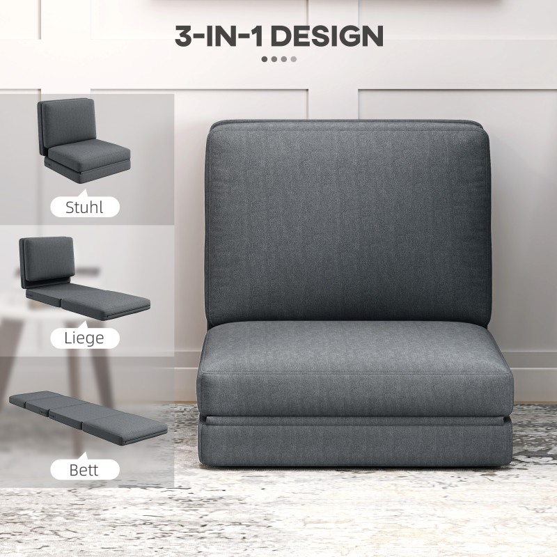 Taitettava lattianojaistuoli ja patjasohva, samettipäällinen, 75 x 268 cm, tummanharmaa