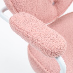Työtuoli pehmeä teddyfleecemäinen kangas, keinunta ja korkeussäätö, vaaleanpunainen