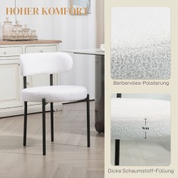 Ruokapöydän tuolit fleece-verhoilu metallijaloilla 2 kpl cremevalkoinen