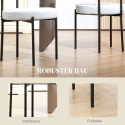 Ruokapöydän tuolit fleece-verhoilu metallijaloilla 2 kpl cremevalkoinen