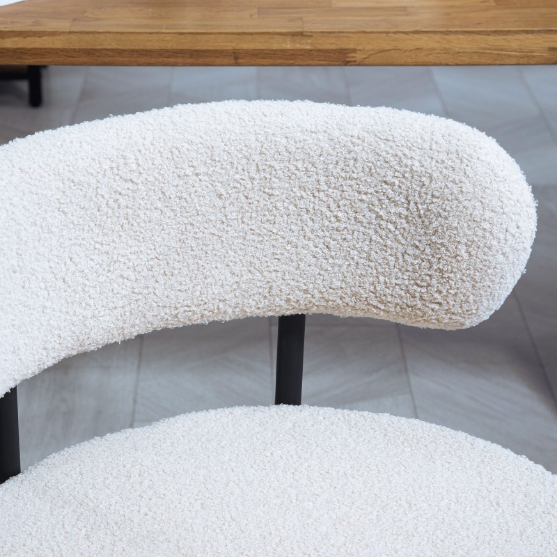 Ruokapöydän tuolit fleece-verhoilu metallijaloilla 2 kpl cremevalkoinen