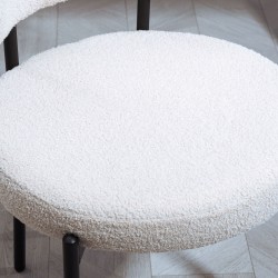 Ruokapöydän tuolit fleece-verhoilu metallijaloilla 2 kpl cremevalkoinen