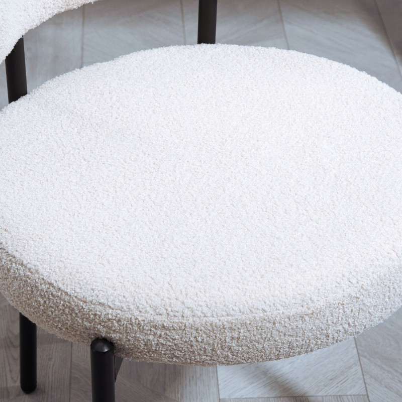 Ruokapöydän tuolit fleece-verhoilu metallijaloilla 2 kpl cremevalkoinen