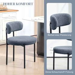 Ruokapöydän tuolit fleece-verhoilu teräsjalat 2 kpl harmaa