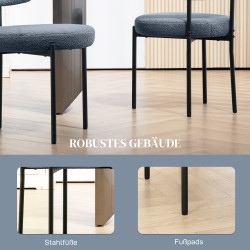 Ruokapöydän tuolit fleece-verhoilu teräsjalat 2 kpl harmaa