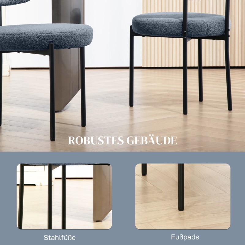 Ruokapöydän tuolit fleece-verhoilu teräsjalat 2 kpl harmaa