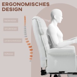 Ergonominen toimistotuoli jalkatuella, keinonahkaa, istuinkorkeus 48–56 cm, valkoinen