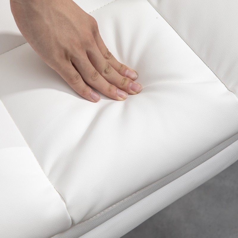 Ergonominen toimistotuoli jalkatuella, keinonahkaa, istuinkorkeus 48–56 cm, valkoinen