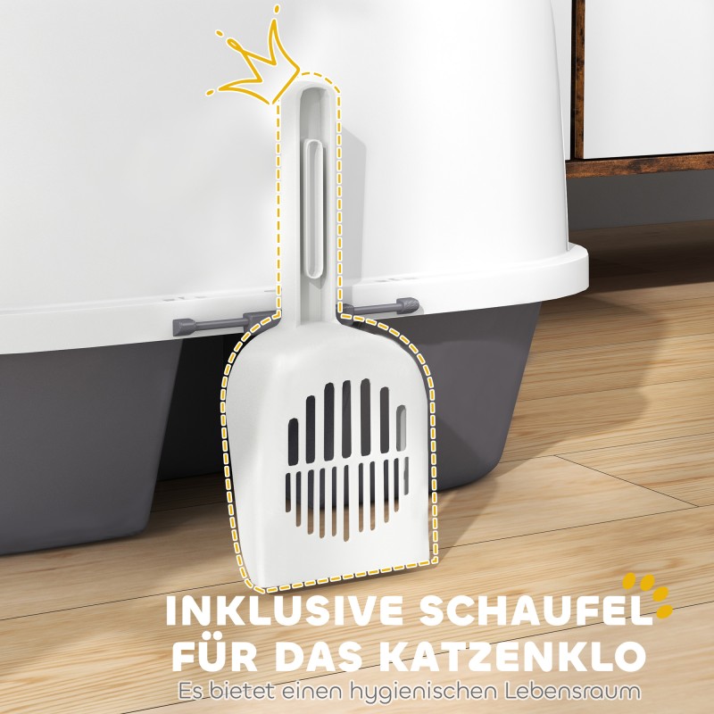 Kissanvessa kannella ja lapiolla, muovia, 50 x 50 x 39 cm, cremevalkoinen