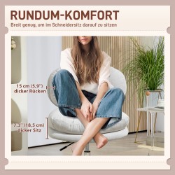 Työtuoli ilman käsinojia, verhoiltu kirjoitustuoli säädettävällä korkeudella, cremevalkoinen