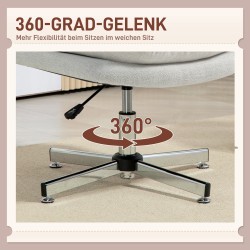 Työtuoli ilman käsinojia, verhoiltu kirjoitustuoli säädettävällä korkeudella, cremevalkoinen