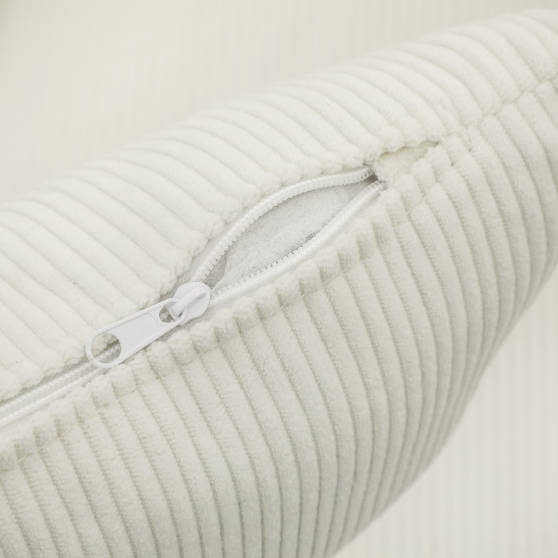 Moderni käsinojallinen nojatuoli lannetuella, eukalyptus- ja kumipuurunko, cremevalkoinen