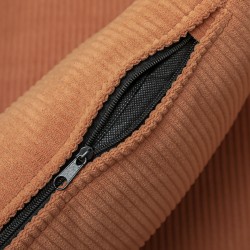 Moderni käsinojallinen lepotuoli lannelastalla, eukalyptus- ja kumipuujalat, oranssi