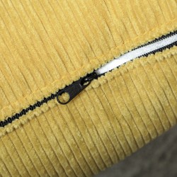 Nojatuoli käsinojilla ja lannetyynyllä, cord-kangas, puujalat, 69 x 69,5 x 78 cm, keltainen