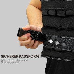 Säädettävä painoliivi 1–20 kg irrotettavilla metallipainoilla ja heijastimilla, musta