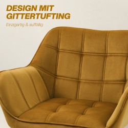 Nojatuoli skandinaavinen samettimainen verhoilu kumipuujalat 67 x 61,5 x 71 cm keltainen