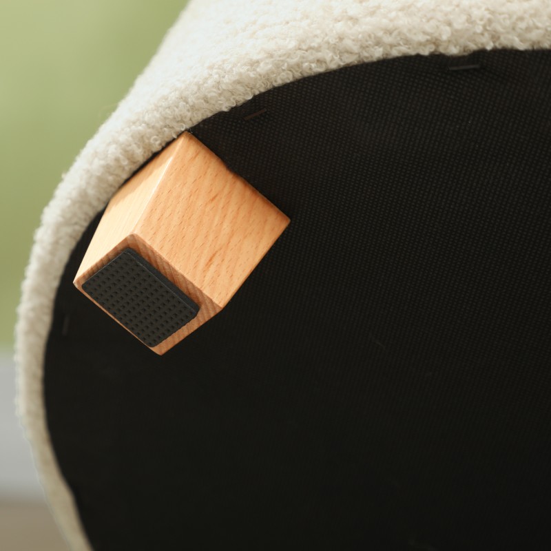 Säilytysrahi olohuoneeseen, puujalat, Ø45 x 41 cm, 40,5 L, kermanvalkoinen