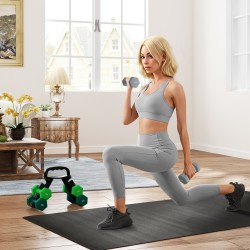 Käsipainosetti telineellä 6 kpl kotitreeniin 2x3 kg 2x4 kg 2x5 kg harmaa/vihreä/turkoosi