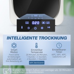 Kuivausrumpu UV-desinfioinnilla, kompakti, 4 kg, ruostumaton teräs, valkoinen