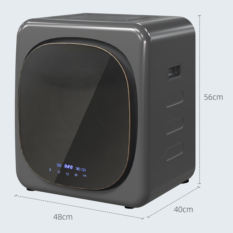 Kuivausrumpu UV-desinfioinnilla, kompakti, 4 kg kapasiteetti, ruostumaton teräs, harmaa