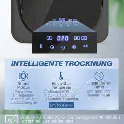 Kuivausrumpu UV-desinfioinnilla, kompakti, 4 kg kapasiteetti, ruostumaton teräs, harmaa