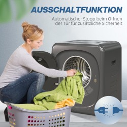 Kuivausrumpu UV-desinfioinnilla, kompakti, 4 kg kapasiteetti, ruostumaton teräs, harmaa