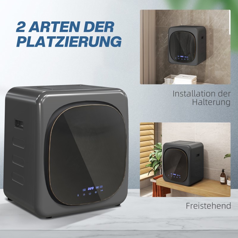 Kuivausrumpu UV-desinfioinnilla, kompakti, 4 kg kapasiteetti, ruostumaton teräs, harmaa