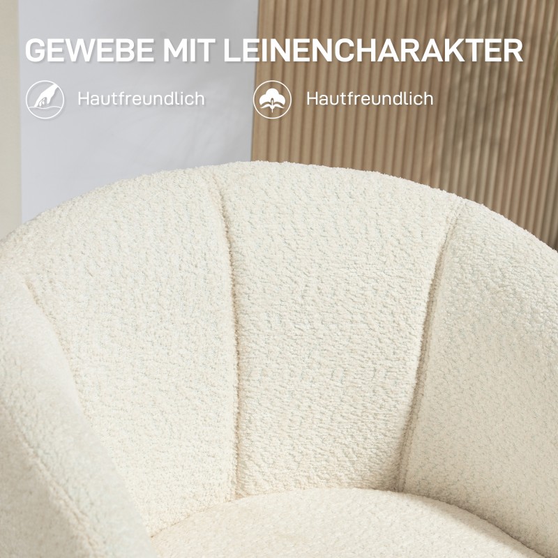 Kääntyvä nojatuoli olohuoneeseen, pehmeä verhoilu, metallijalat, cremevalkoinen, enint. 120 kg