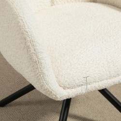 Kääntyvä nojatuoli olohuoneeseen, pehmeä verhoilu, metallijalat, cremevalkoinen, enint. 120 kg