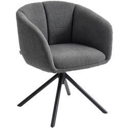 Kääntyvä nojatuoli 360 kuppimallinen istuin polyesteriverhoilu metalli 58 5 x 59 x 78 5 cm tummanharmaa musta