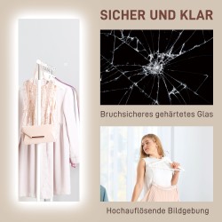 LED-kokovartalopeili, kehyksetön seinäpeili, himmennettävä, kosketusohjaus, 40 x 120 cm