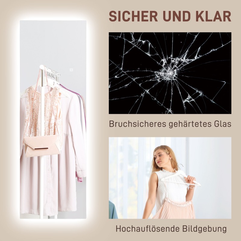 LED-kokovartalopeili, kehyksetön seinäpeili, himmennettävä, kosketusohjaus, 40 x 120 cm