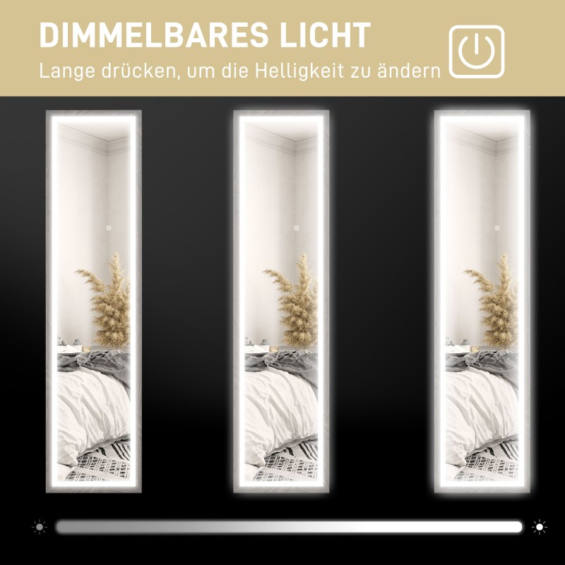 LED-kokofiguurin peili kosketusohjauksella, himmennettävä, 3 värilämpötilaa, 40 x 160 cm, harmaa