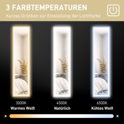 LED-kokofiguurin peili kosketusohjauksella, himmennettävä, 3 värilämpötilaa, 40 x 160 cm, harmaa